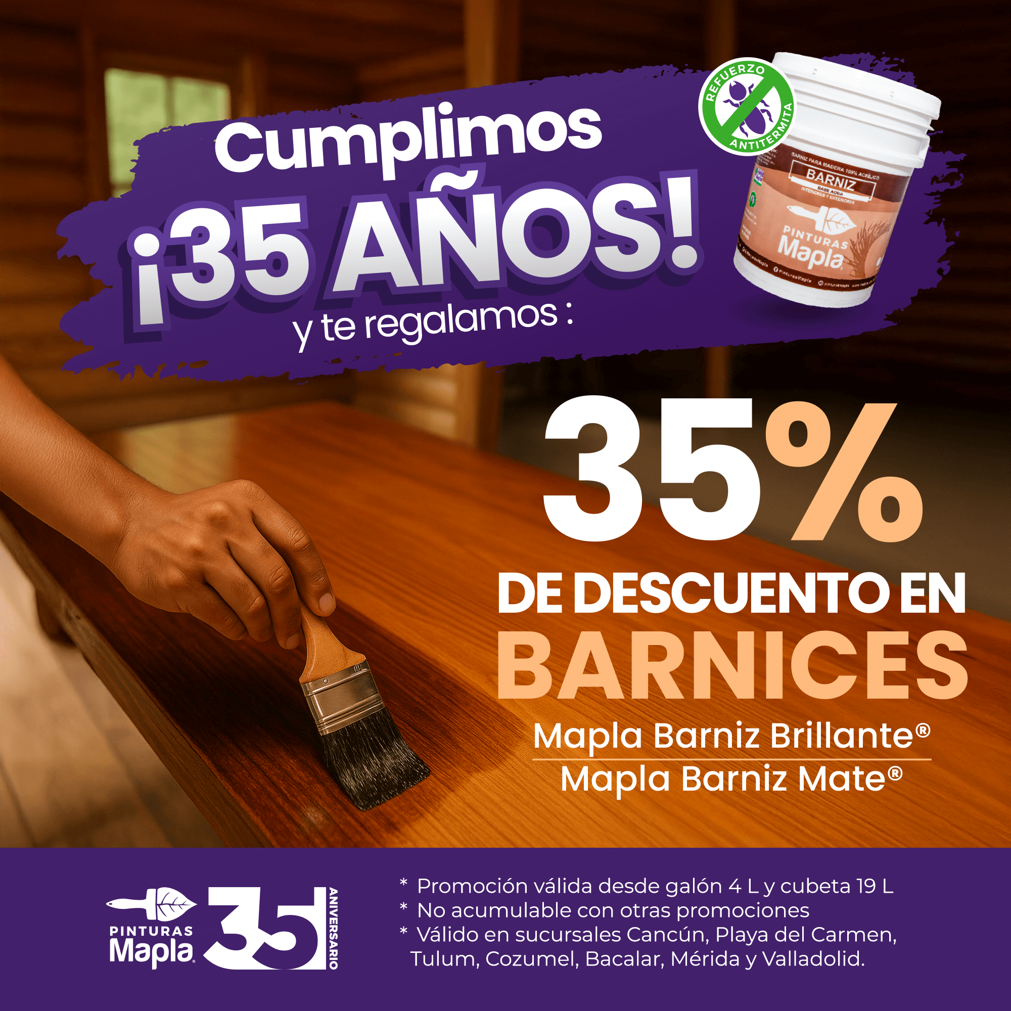 Aniversario descuento en barnices